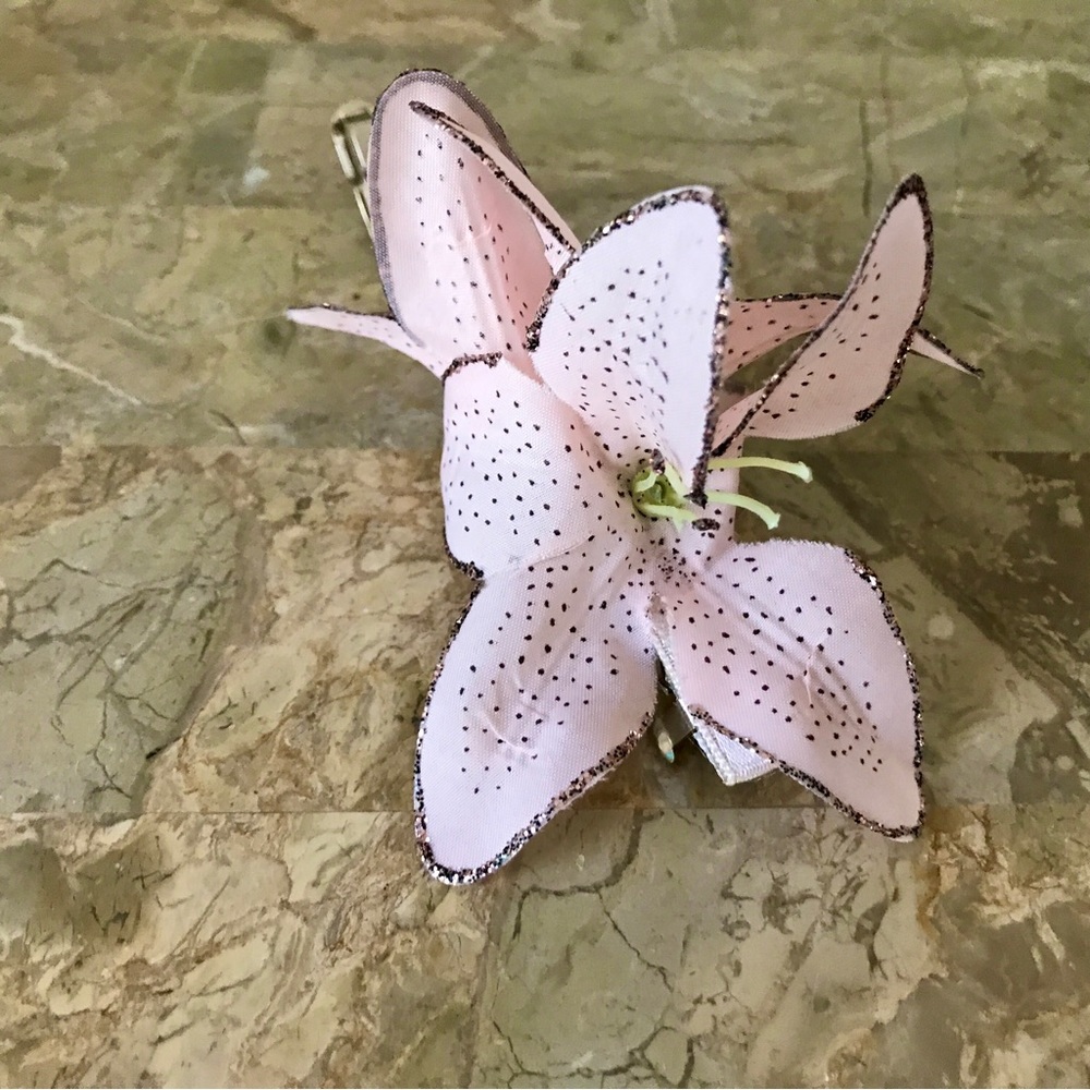 š„Pink Orchids Hair Clip Barrette Pink/Greenā - Picture 4 of 11